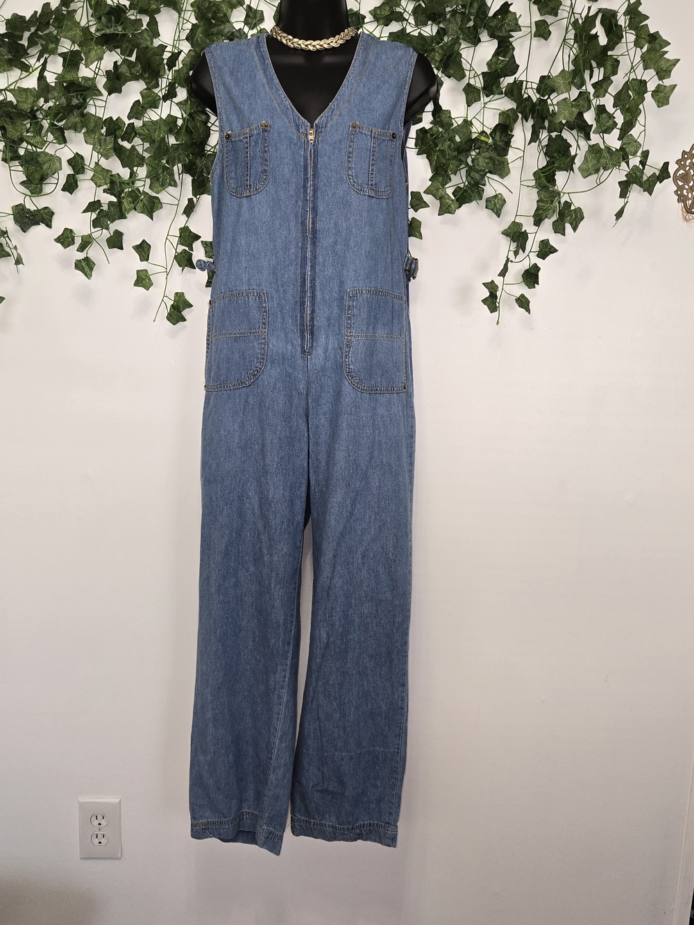 Paris Blues Women's Blue Denim Zip-Front Jumpsuit
